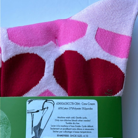 LAST ONE‼️Kate Spade Valentine Hearts 3 Pack Crew Socks Hearts - Picture 5 of 5